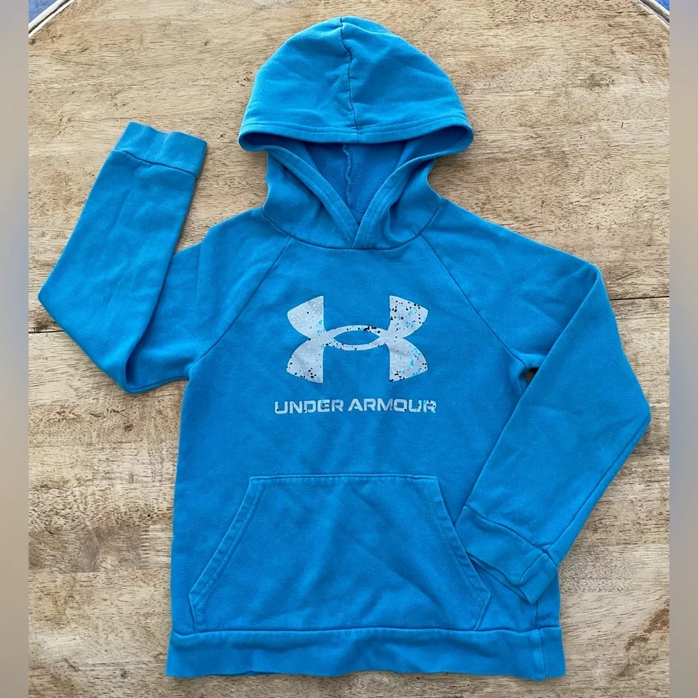 Under Armour Sz Youth Small Blue UA Rival Fleece Big Logo Fill‎ Hoodie